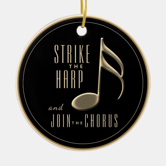 School Chorus Winter Ornament Black and Gold (Front)