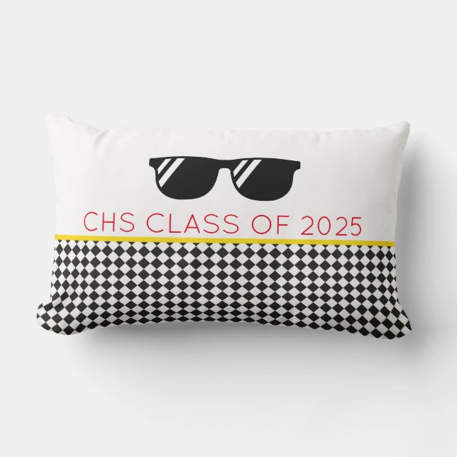 School Class of 2025 Grad Colours Sunglasses Fun Lumbar Cushion (Front)