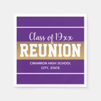 School Class Reunion Any Year Purple Gold Napkins