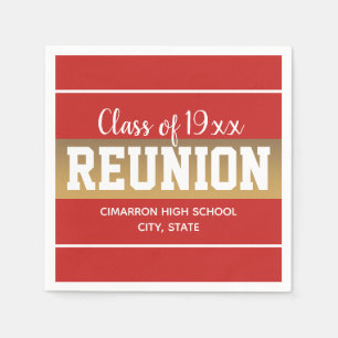 School Class Reunion Any Year Red Gold Napkin