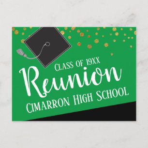 School Class Reunion Faux Gold Confetti Announcement Postcard