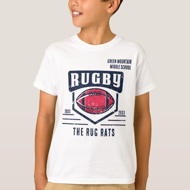 School Club Team League Name Year Rugby  T-Shirt (Front)