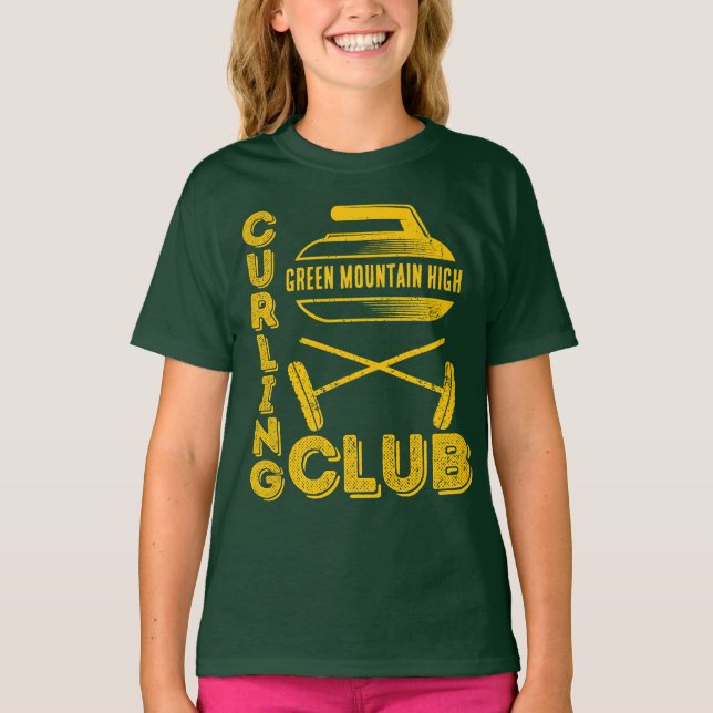 School Club Team Name Curling  T-Shirt (Front)
