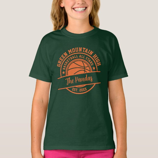 School Club Team Name Number Basketball T-Shirt (Front)