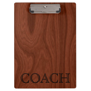 School Coach Gift   Classy Mahogany Wood Look Clipboard