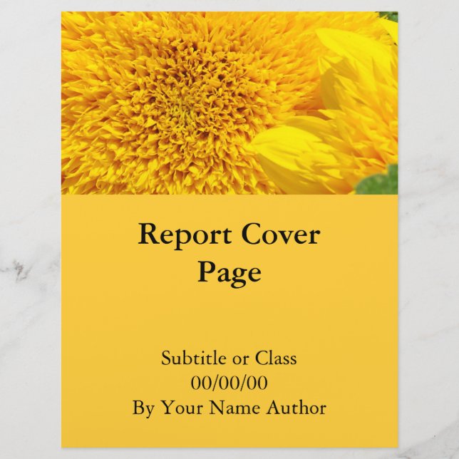 School College Class Report cover page Sunflowers Letterhead Design (Front)