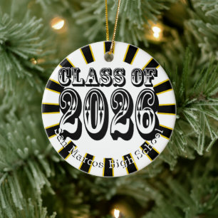 School Colors Class of 2026 Photo Ceramic Tree Decoration