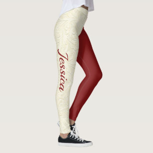 School COLORS Crimson Cream Leggings Cheer Pants