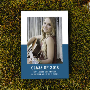 School Colour Block Graduation Invite Blue