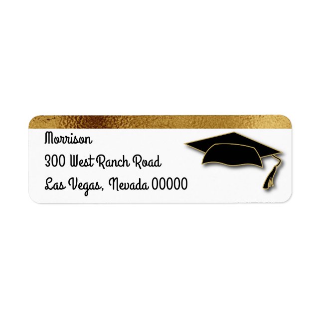 School Colour Gold Graduation Cap Monogram  (Front)