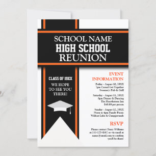 School Colours Banner Custom Class Reunion Invitation