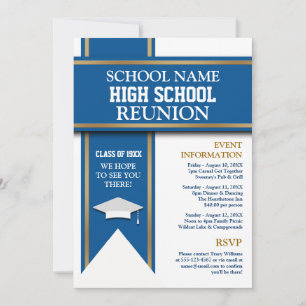 School Colours Banner Custom Class Reunion Invitation