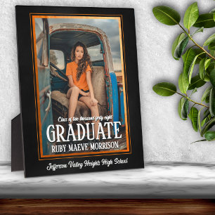 School Colours Black and Orange Graduation Photo Plaque