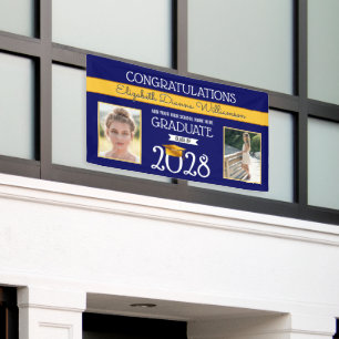 School Colours Blue and Yellow Graduation Banner