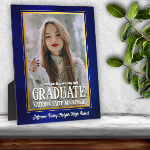 School Colours Blue and Yellow Graduation Photo Plaque