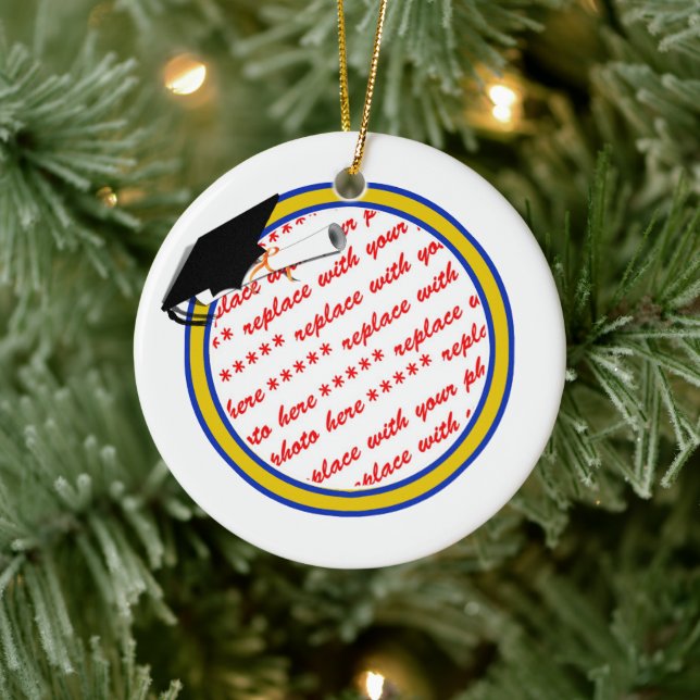 School Colours Blue & Gold Graduation Ceramic Tree Decoration (Tree)