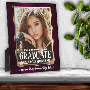 School Colours Burgundy and Gold Graduation Photo Plaque