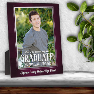 School Colours Burgundy and Silver Graduation Phot Plaque