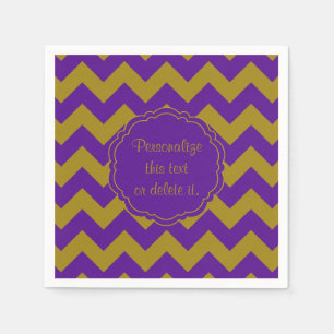 School-Colours-Chevron, Purple-Gold- Napkin