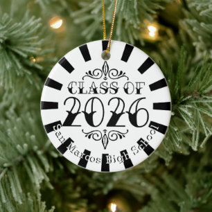 School Colours Class of 2026 Photo Ceramic Tree Decoration
