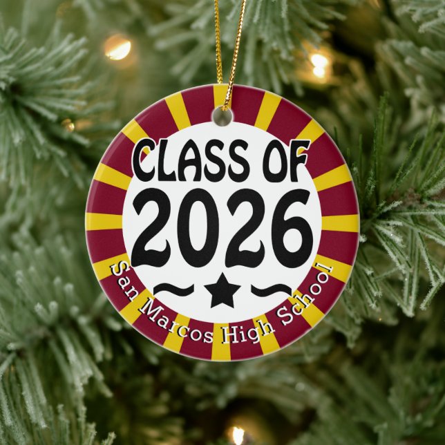 School Colours Class of 2026 Photo Ceramic Tree Decoration (Tree)