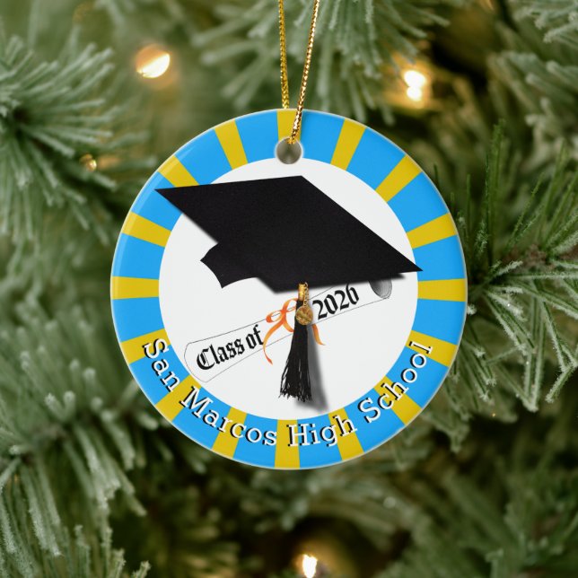 School Colours Class of 2026 Photo Ceramic Tree Decoration (Tree)