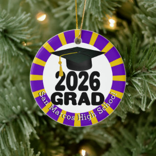 School Colours Class of 2026 Photo Ceramic Tree Decoration