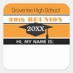 School Colours! Class Reunion Name tag Sticker