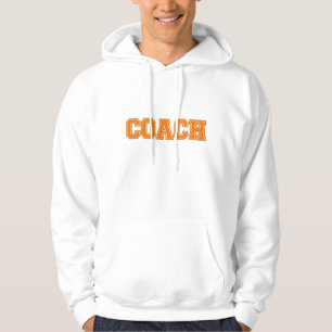 School Colours COACH Mens Hoodie, Orange White Hoodie