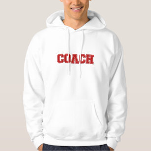 School Colours COACH Mens Hoodie, Red White Hoodie