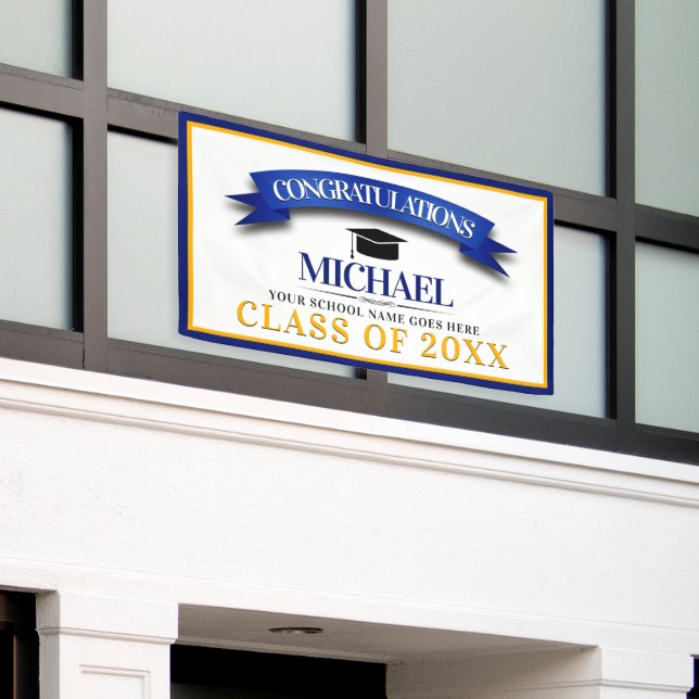 School Colours Congratulations Graduation Banner (Outside Building)
