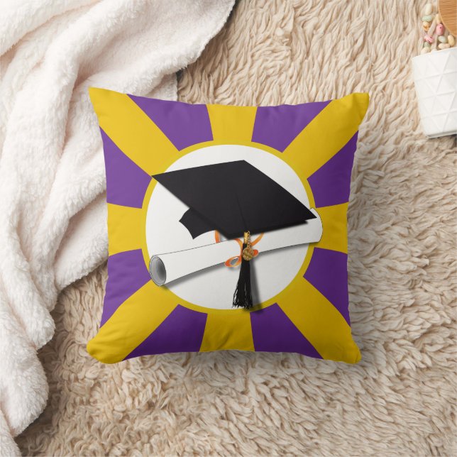 School Colours Graduation Cap w/Diploma   Cushion (Blanket)