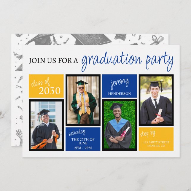 School Colours Graduation Party Invitation (Front/Back)
