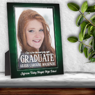 School Colours Green and Silver Graduation Photo Plaque
