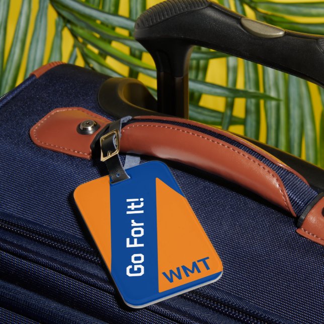 School Colours Monogram/Customised Luggage Tag (Front Insitu 1)