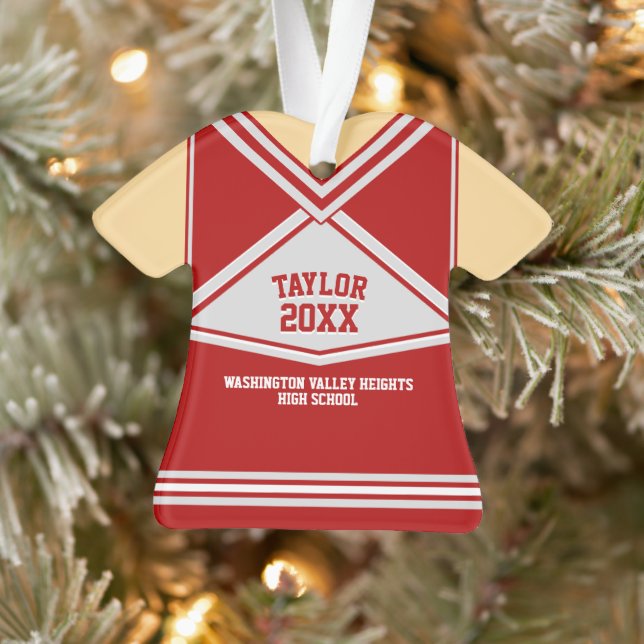 School Colours Personalised Cheerleader Uniform Ornament (Tree)