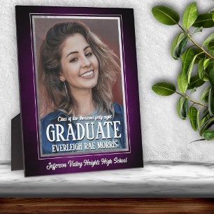 School Colours Purple and Silver Graduation Photo Plaque