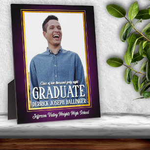School Colours Purple and Yellow Graduation Photo Plaque