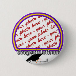 School Colours Purple & Gold Graduation Frame 6 Cm Round Badge