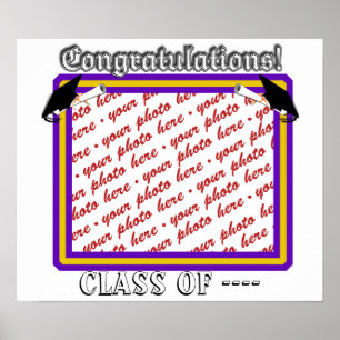 School Colours Purple & Gold Graduation Frame Poster