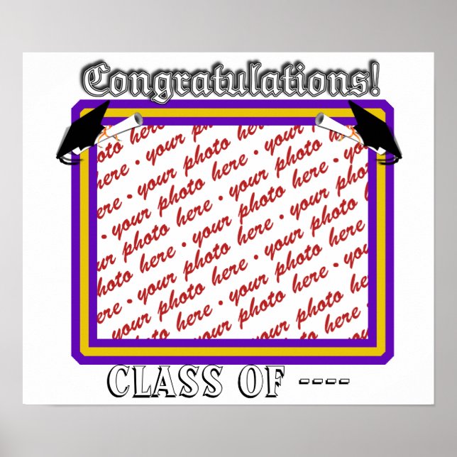 School Colours Purple & Gold Graduation Frame Poster (Front)