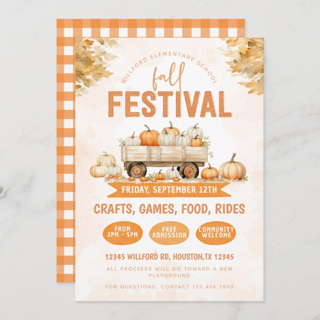 School Community Fall Festival Invitation (Front/Back)