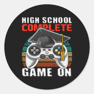 School Complete Video Game Senior Graduation Gift Classic Round Sticker
