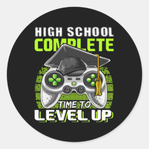 School Complete Video Game Senior Graduation Gift  Classic Round Sticker