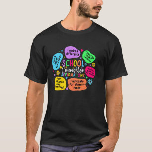 School Counsellor Affirmations Mental Health Aware T-Shirt