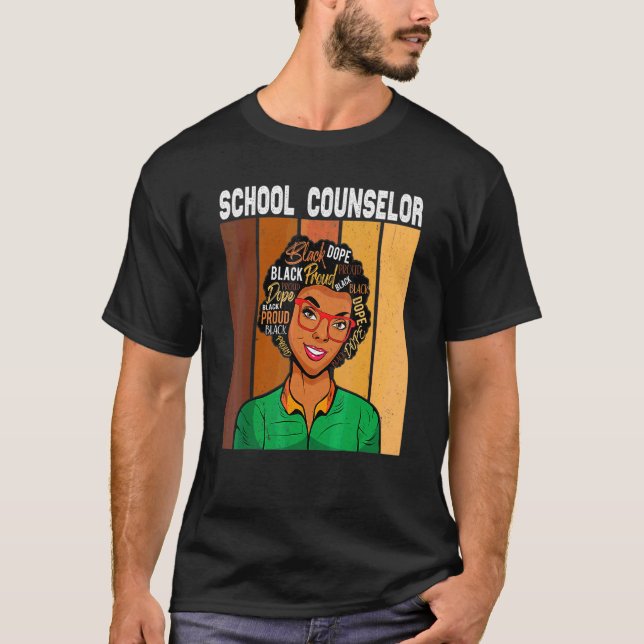 School Counsellor Afro African American Black Hist T-Shirt (Front)