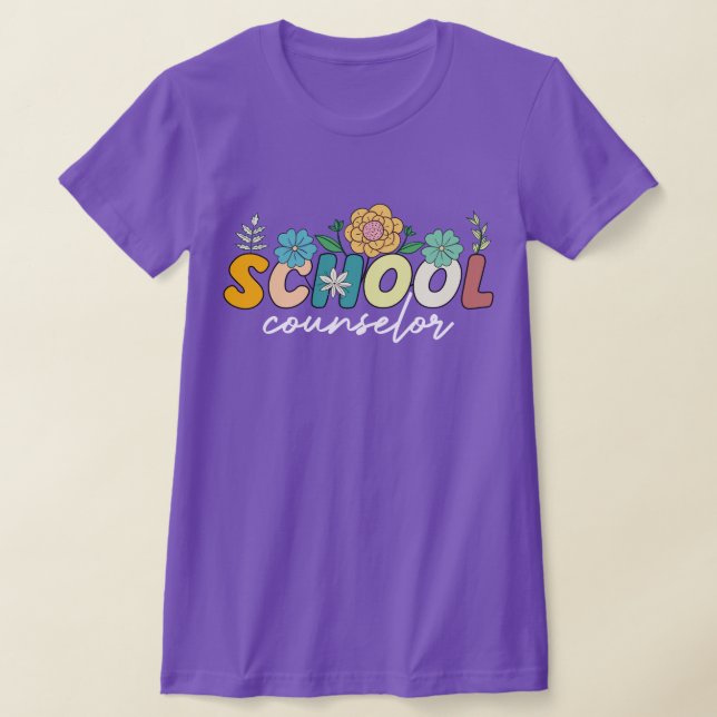 School Counsellor Appreciation Wildflower Colourfu T-Shirt (Laydown)