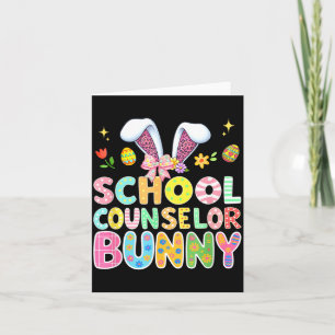 School Counsellor Bunny Easter Colourful Leopard Card
