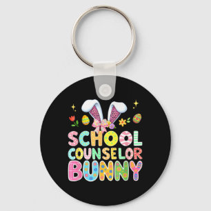 School Counsellor Bunny Easter Colourful Leopard Key Ring