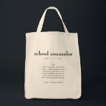 School Counsellor Definition Appreciation Gift Tote Bag<br><div class="desc">This definition of a School Counsellor proudly displayed is both a meaningful and practical gift.</div>